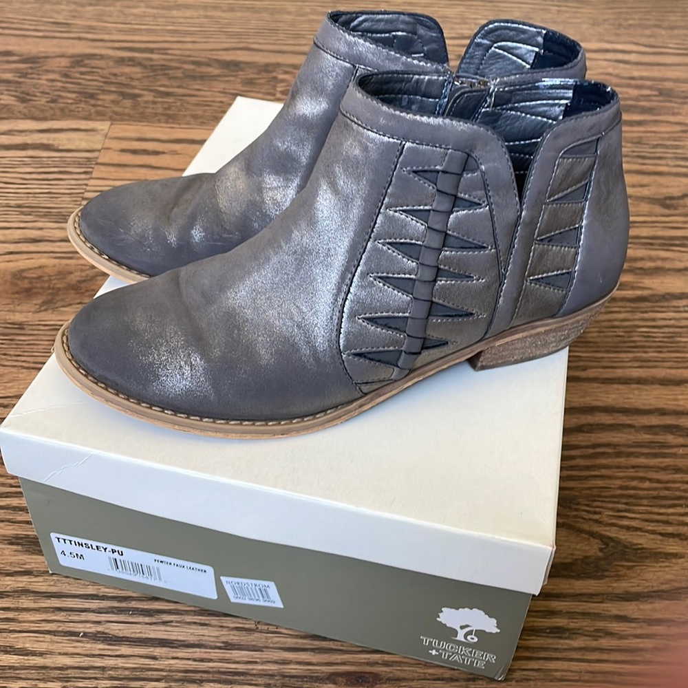 Pewter side zip booties